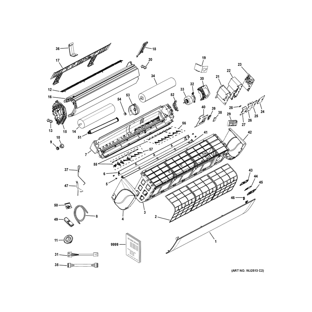 Room Air Conditioner Diagram and Parts List for QS36WB2BEA1  General Electric Air Conditioner