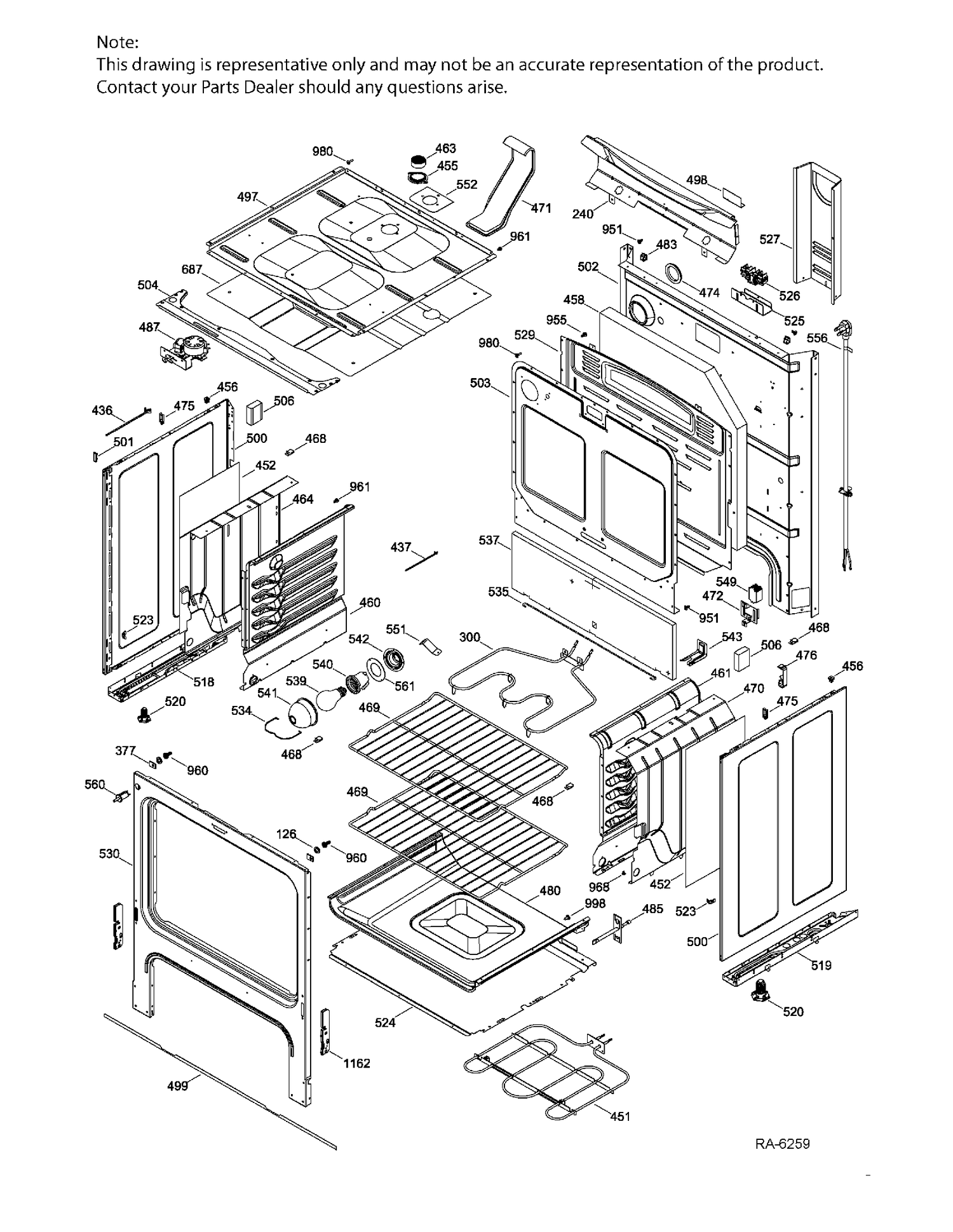 BODY PARTS Diagram and Parts List for JCB730DF2WW  General Electric Range
