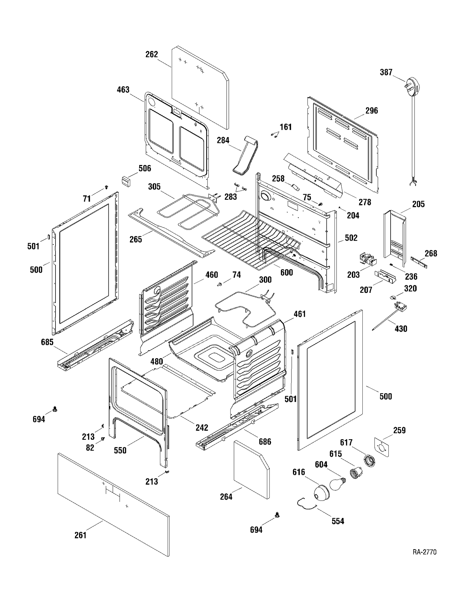BODY PARTS Diagram and Parts List for MCBS585WM2WW  General Electric Range