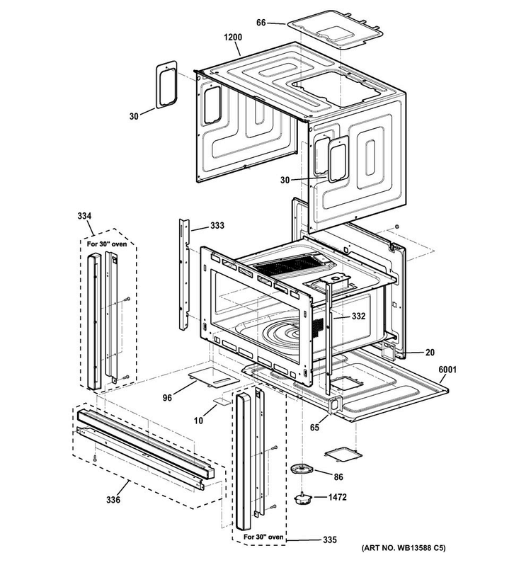Oven Cavity Parts Diagram and Parts List for ZSC1001J1SS  General Electric Microwave