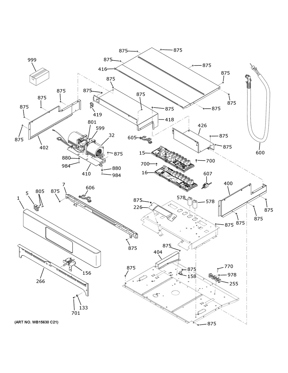 Control Panel Diagram and Parts List for CTD90FP4N4W2  General Electric Wall Oven