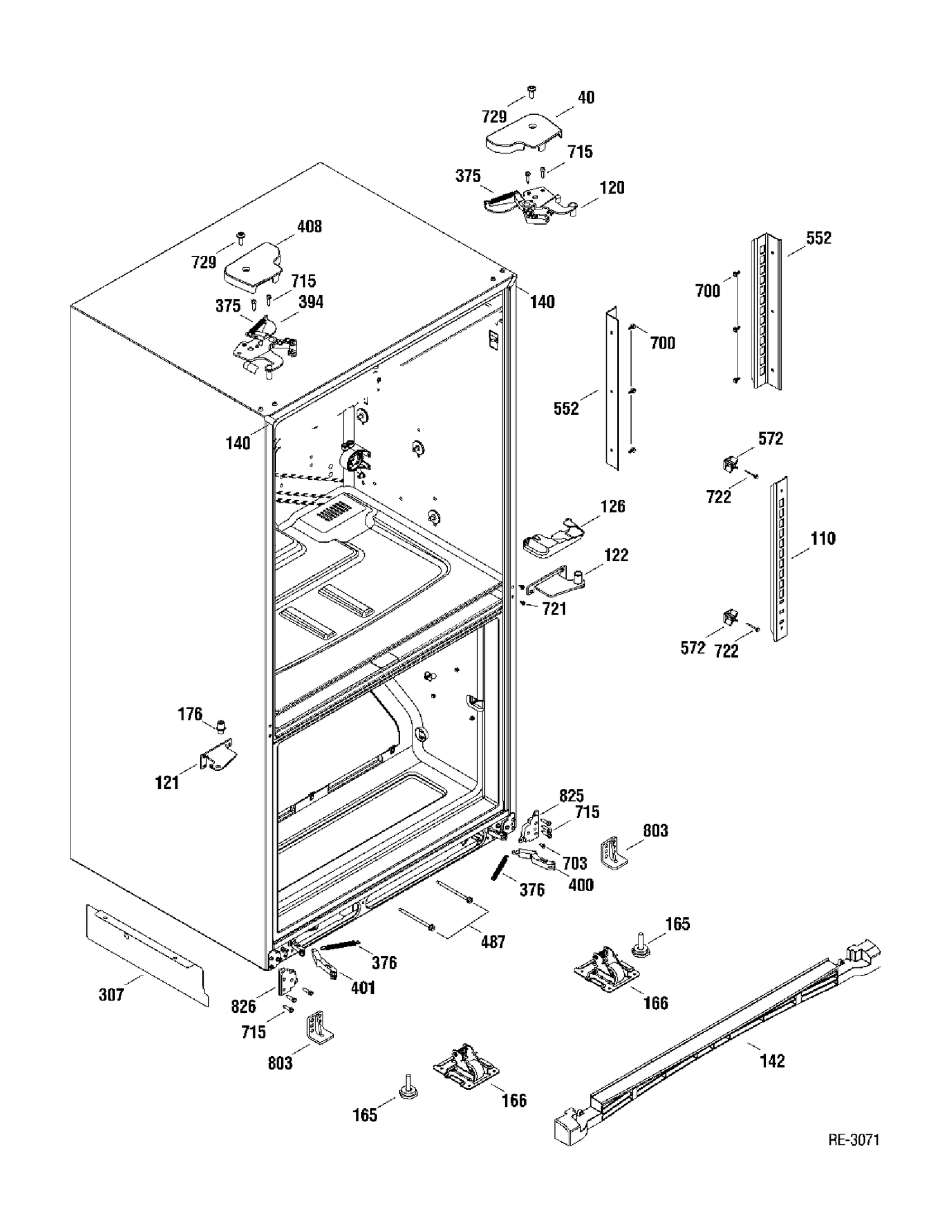 HINGE PARTS Diagram and Parts List for PFSF5PJXACC  General Electric Refrigerator