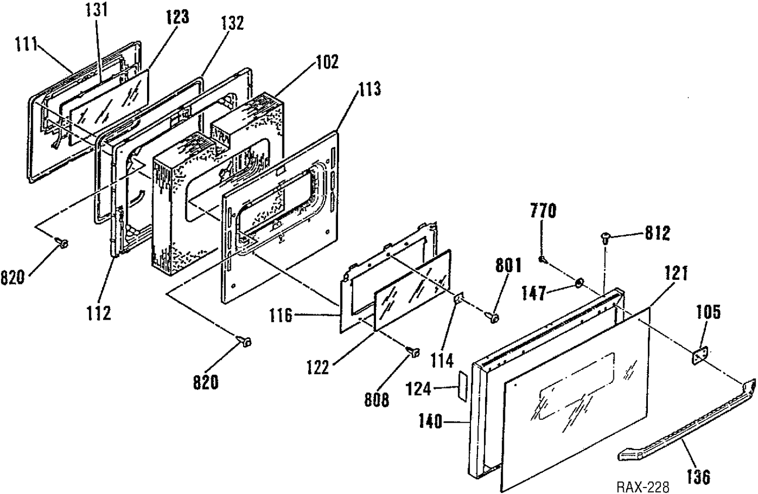 DOOR ASSEMBLY Diagram and Parts List for JCSP39WT2WW  General Electric Range