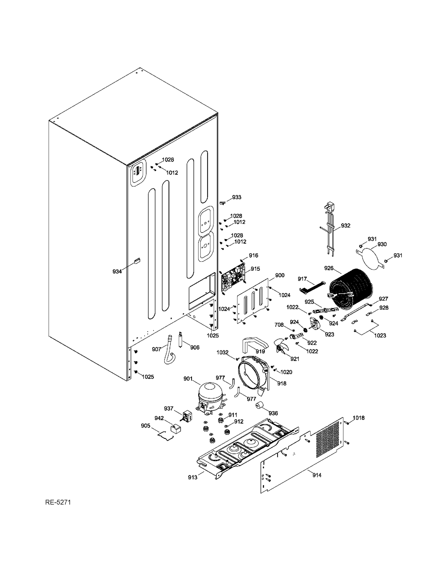 SEALED SYSTEM Diagram and Parts List for ADRS0MBZGRSS  General Electric Refrigerator