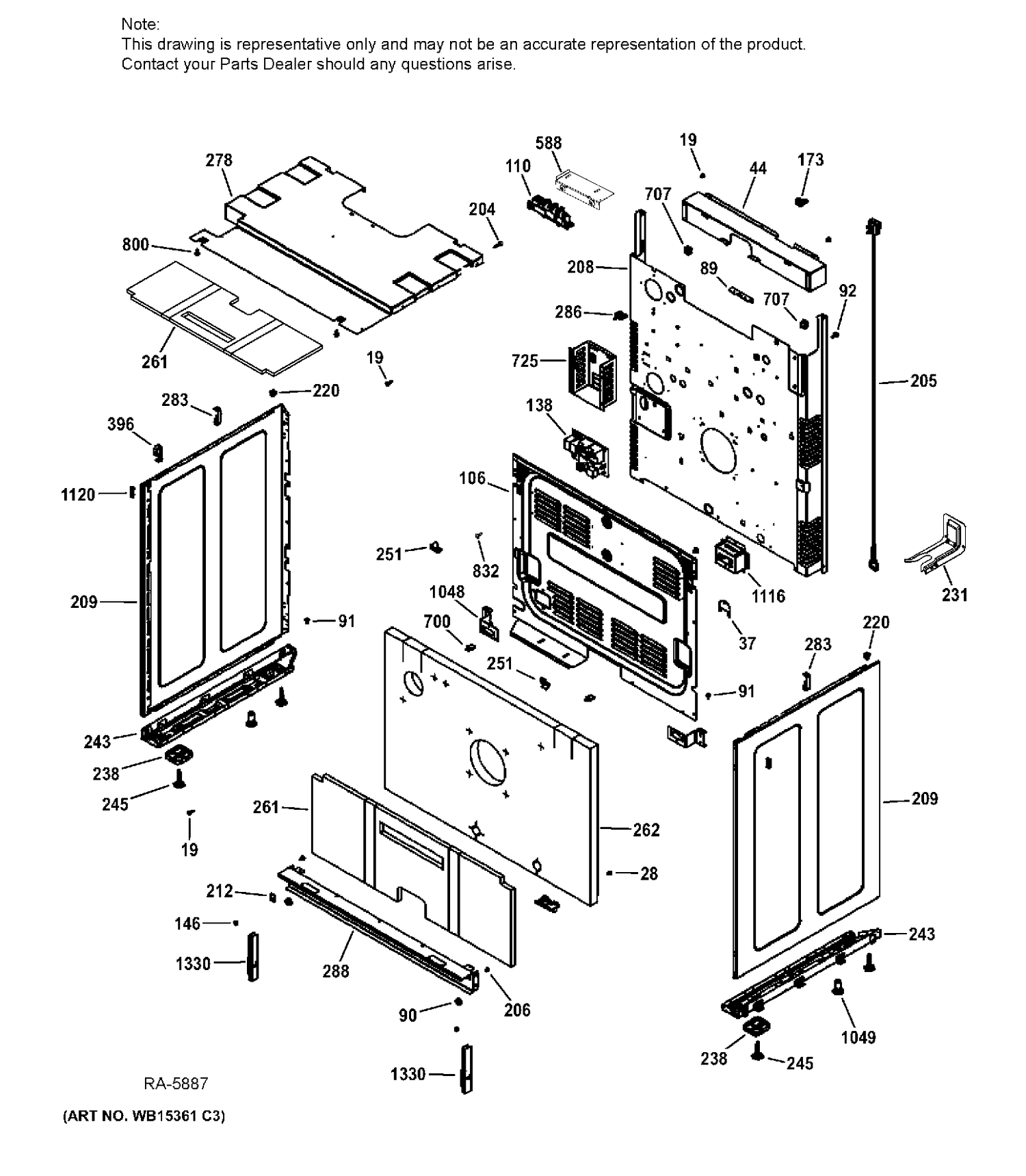 BODY PARTS Diagram and Parts List for PCGS950SEF4SS  General Electric Range