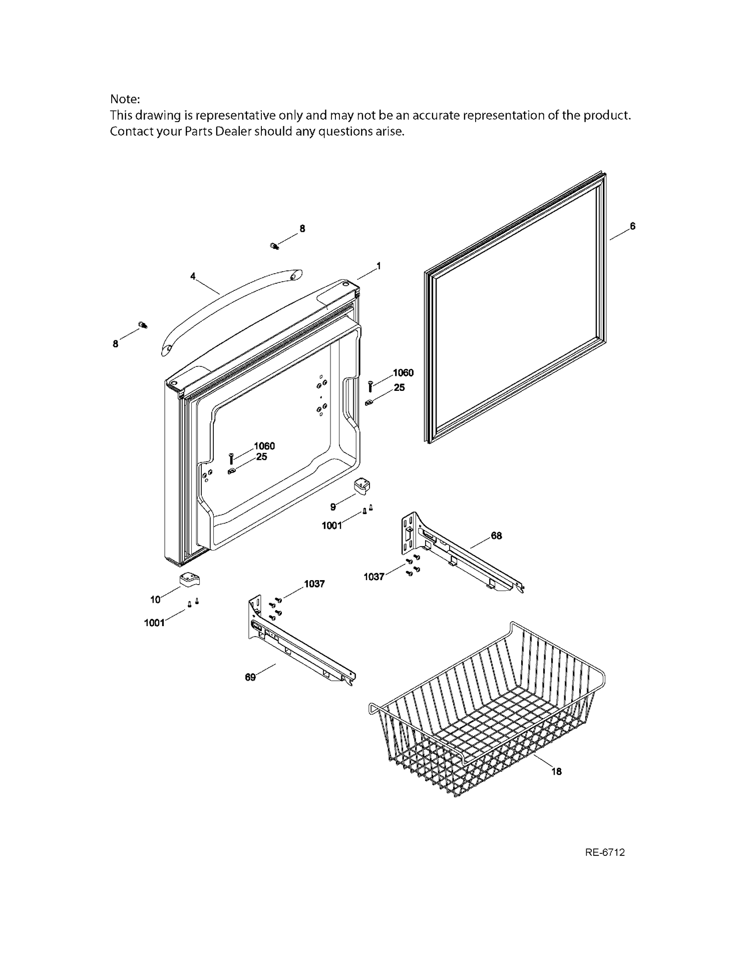 FZ DOOR Diagram and Parts List for GDRC0KBXARBB  General Electric Refrigerator