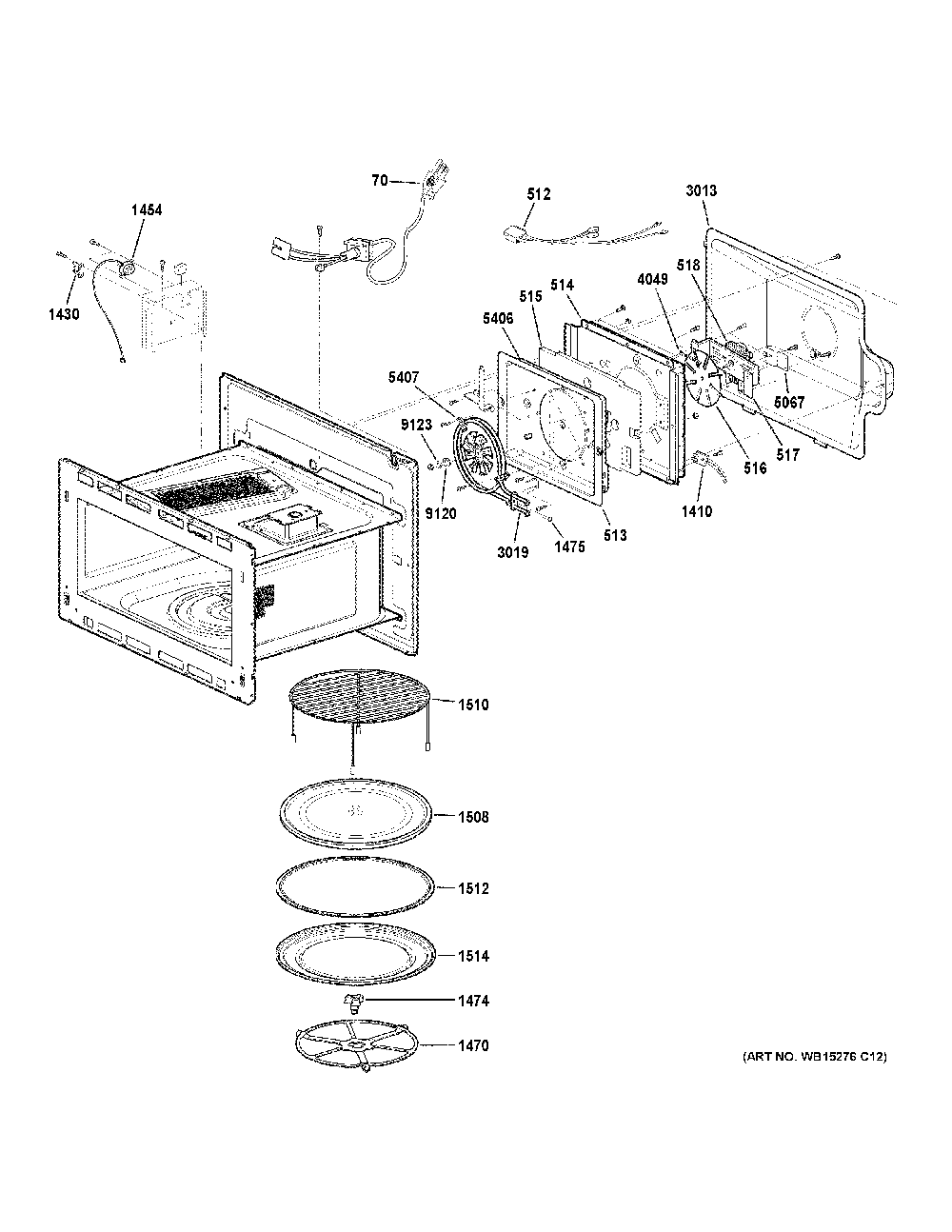 Interior parts Diagram and Parts List for PSB9120EF4ES  General Electric Microwave