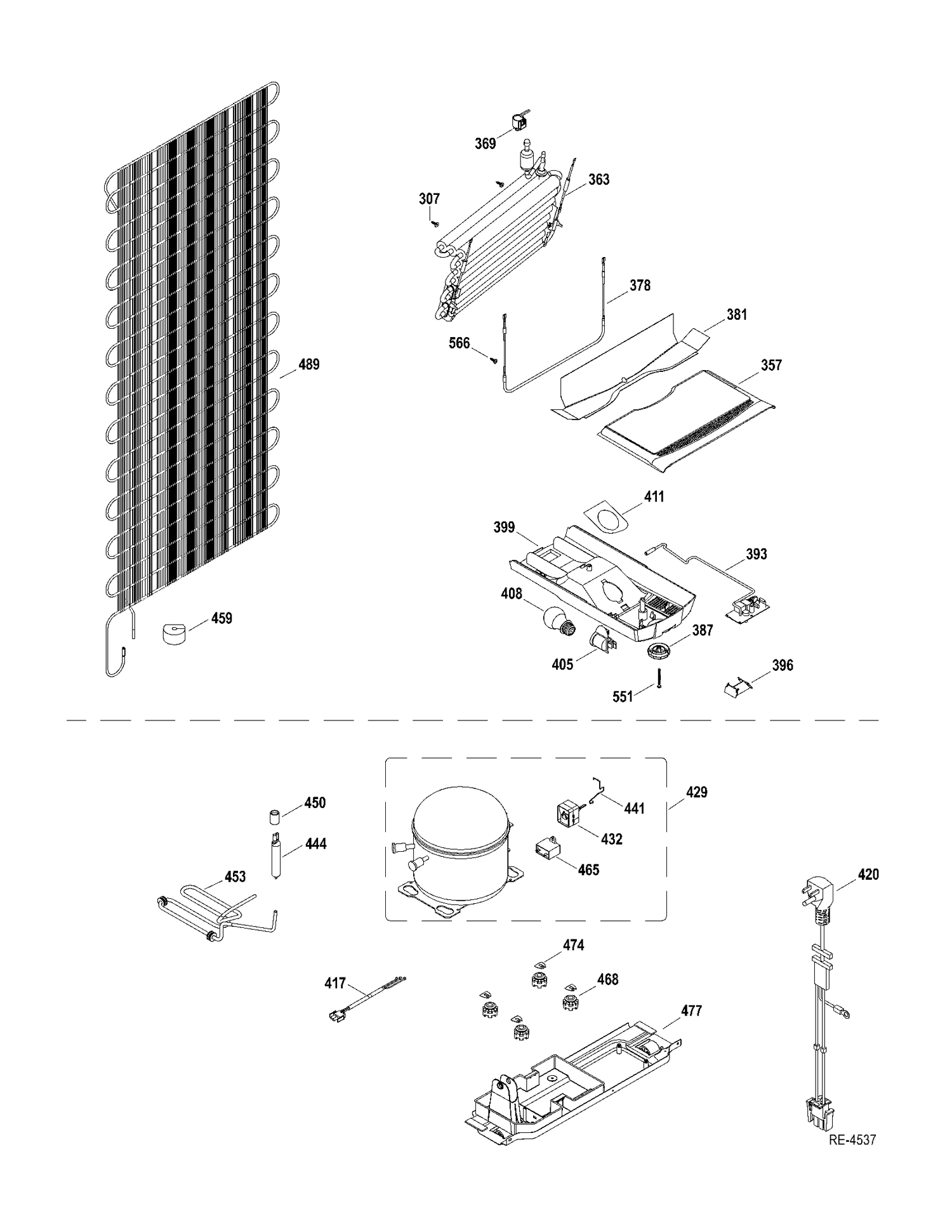 SYSTEM Diagram and Parts List for MTR12YATAWW  General Electric Refrigerator