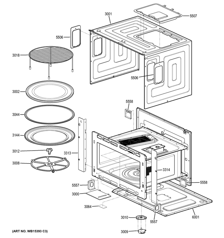 Oven Cavity Parts Diagram and Parts List for CT9800SH1SS  General Electric Microwave Oven Combo