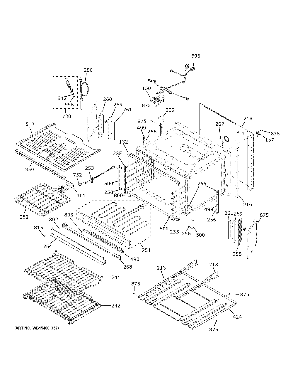 Lower Oven Diagram and Parts List for ZTDX1DSSN1SS  General Electric Wall Oven