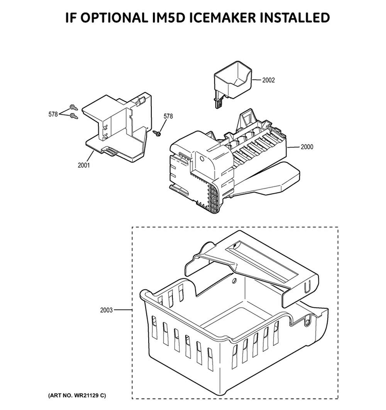 Optional Accessories Diagram and Parts List for GFE28GGKBWW  General Electric Refrigerator