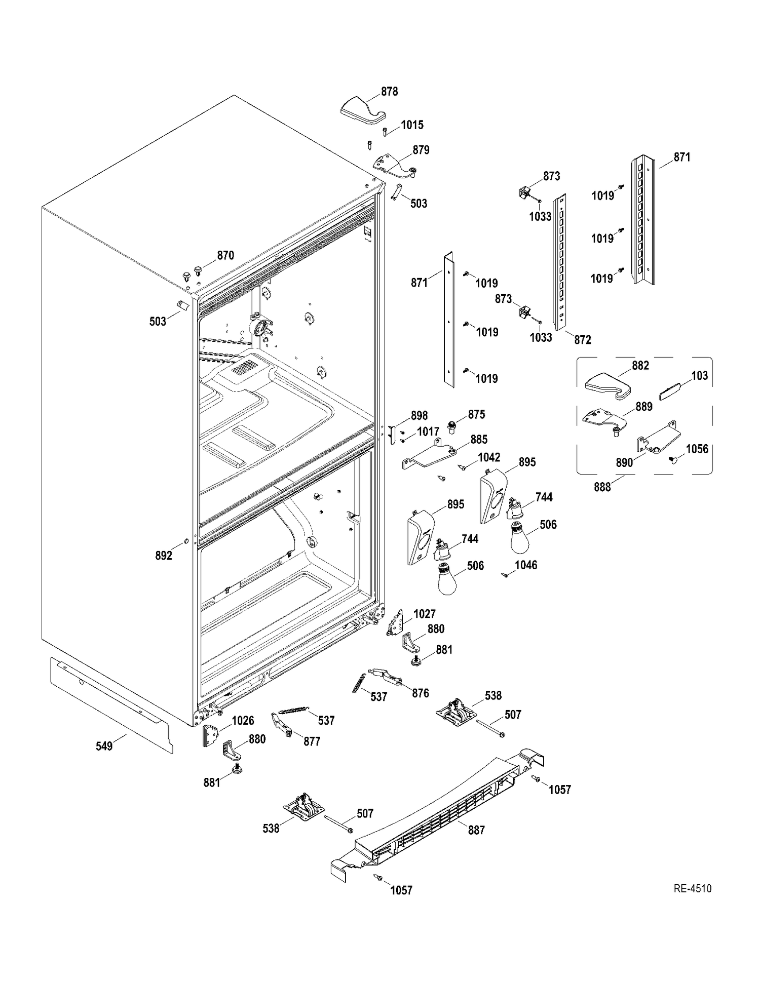 HINGE-MISC PARTS Diagram and Parts List for PDRF0MBYERWW  General Electric Refrigerator