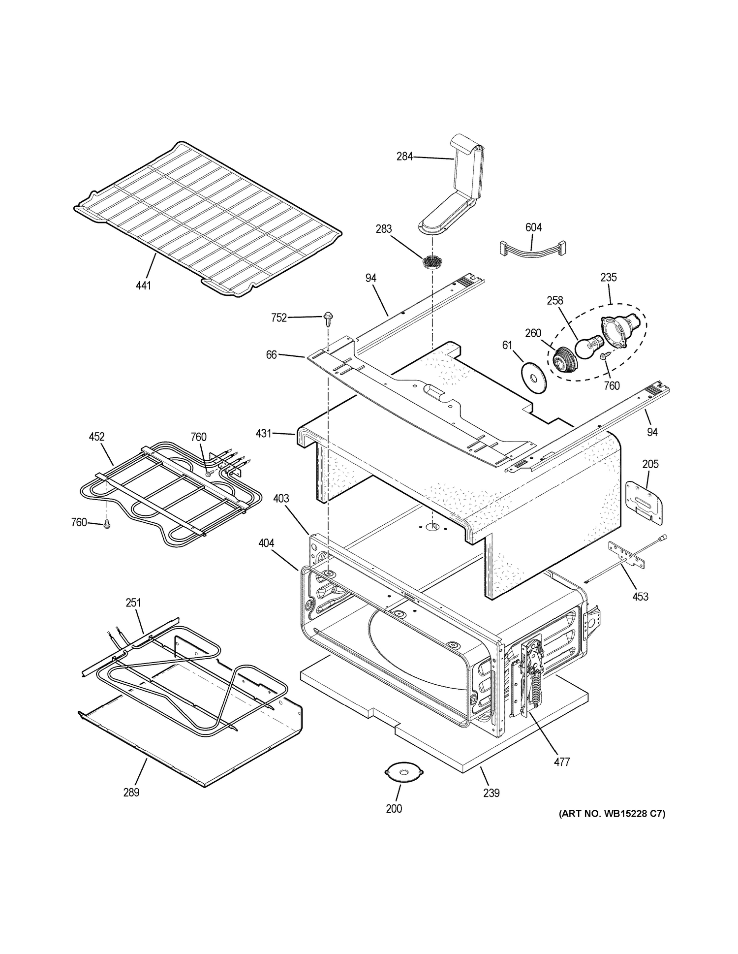 UPPER OVEN Diagram and Parts List for PB960EJ4ES  General Electric Range