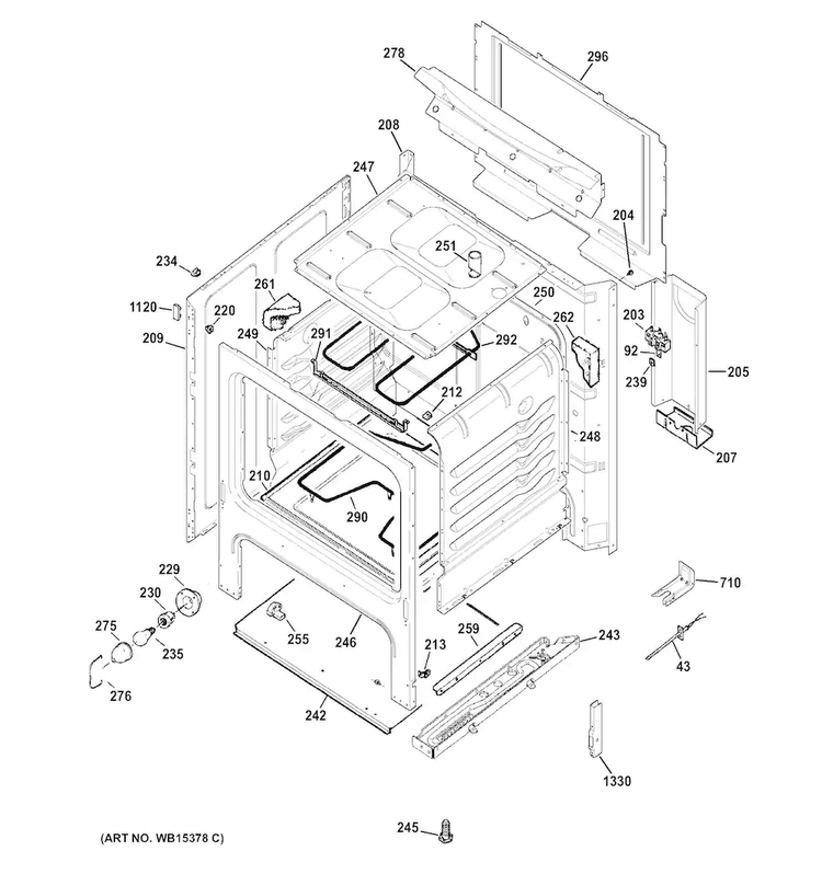 Body Parts Diagram and Parts List for JBS27DF1BB  General Electric Range