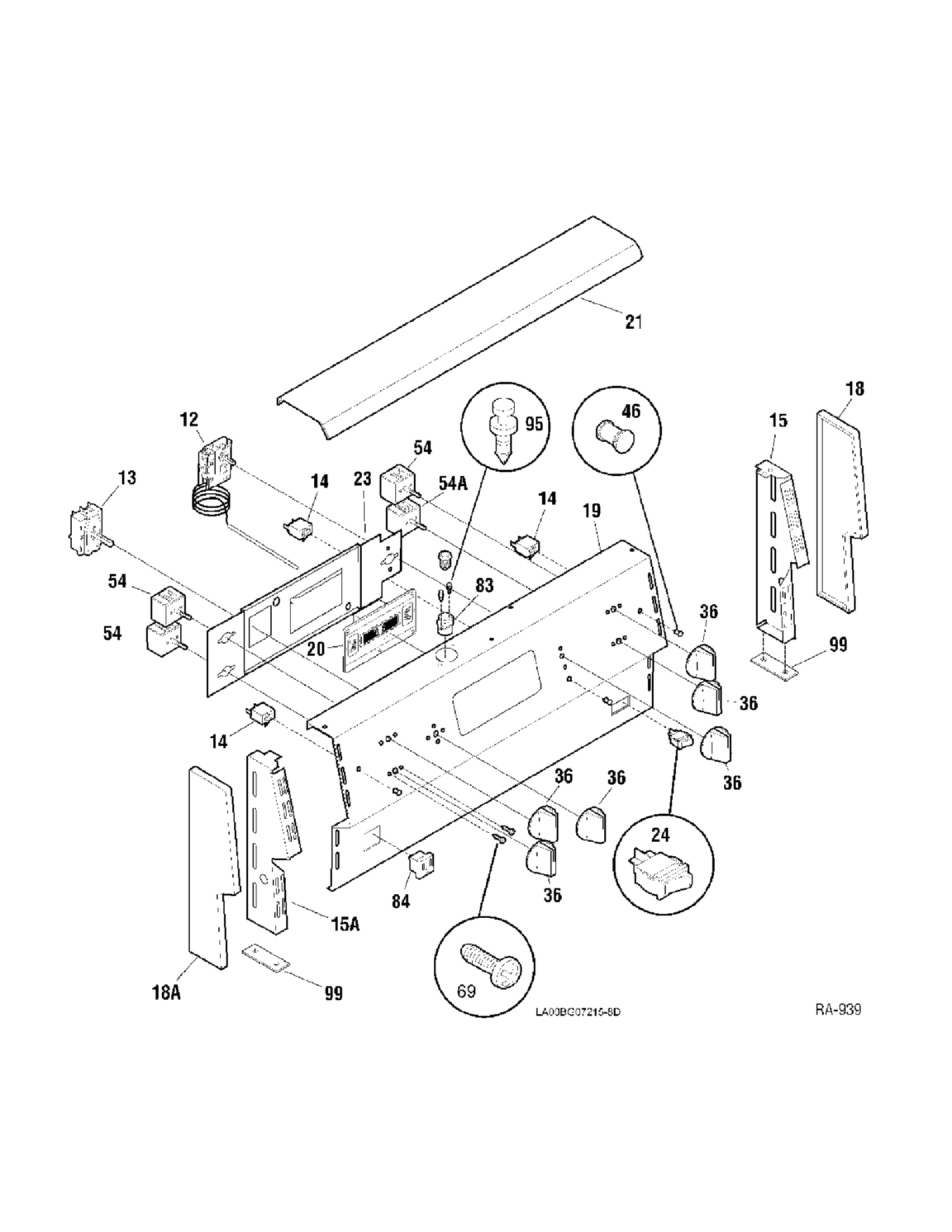 BACKGUARD Diagram and Parts List for GRMF2150ZC-4  General Electric Range