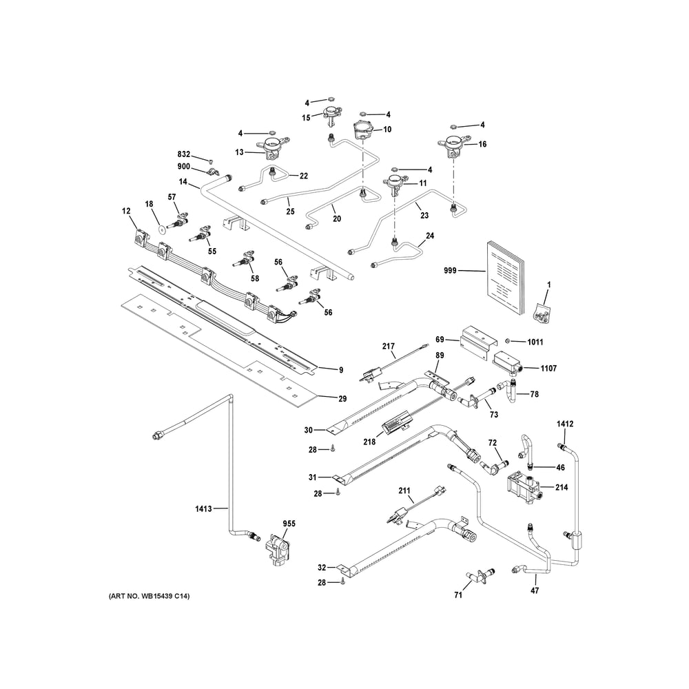 Gas & Burner Parts Diagram and Parts List for JGBS86SP4SS  General Electric Range