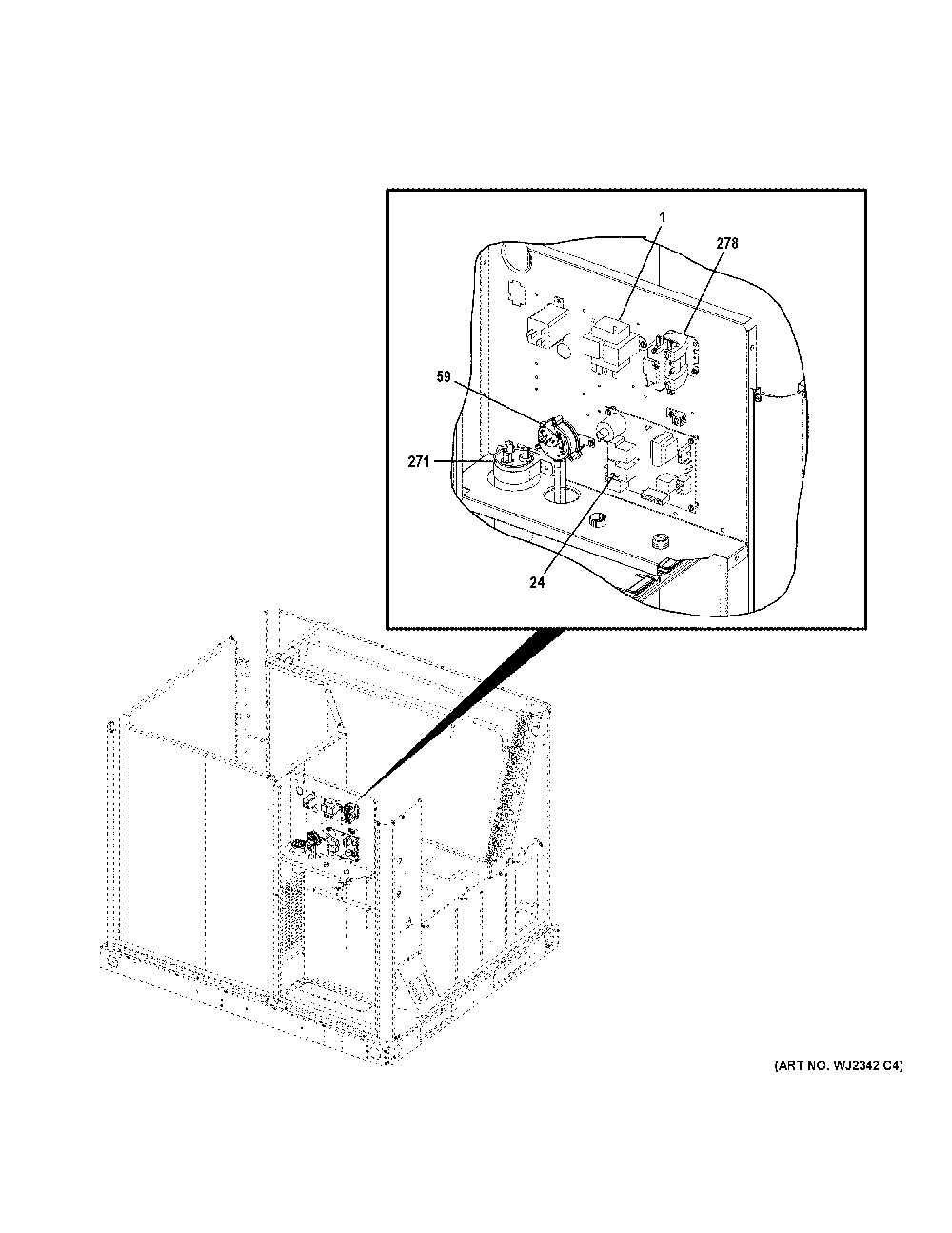 Control Parts Diagram and Parts List for NP14G24S07202  General Electric Air Conditioner