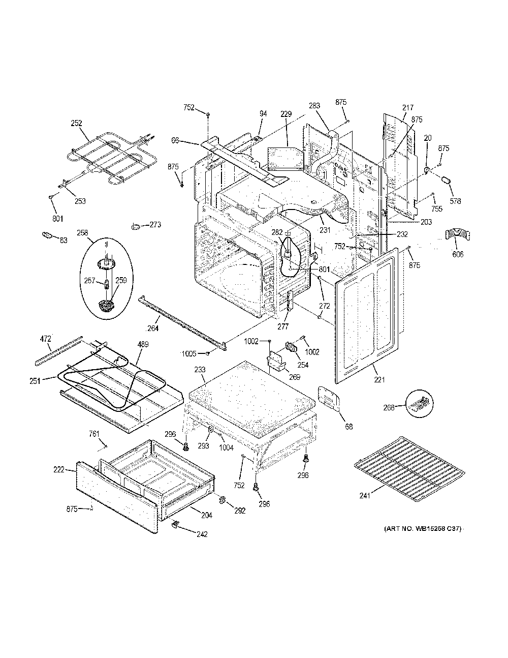 Body parts Diagram and Parts List for JB755FJ7DS  General Electric Range