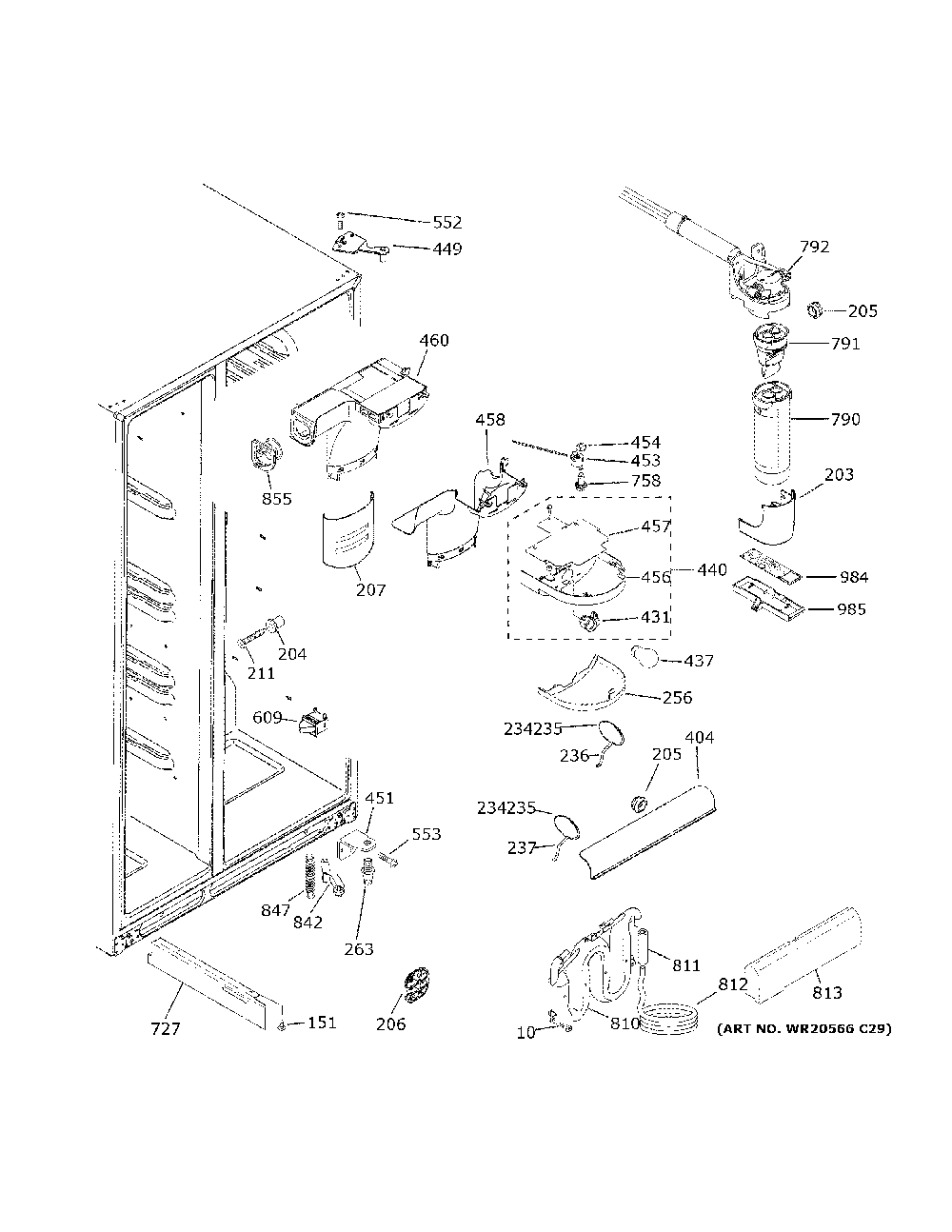 Fresh Food Section Diagram and Parts List for GSS25CSHMCSS  General Electric Refrigerator