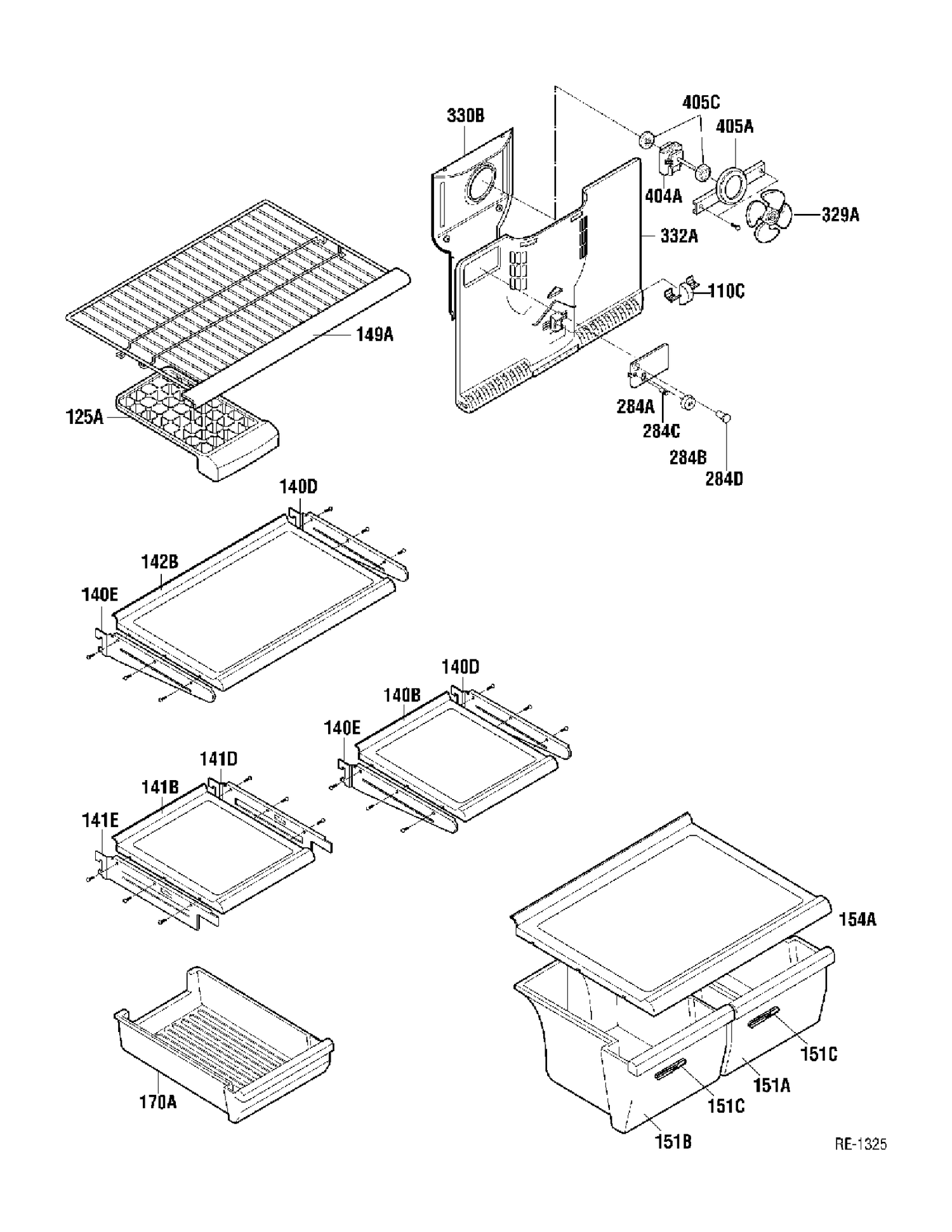 SHELVES Diagram and Parts List for GTA18QBNWW  General Electric Refrigerator