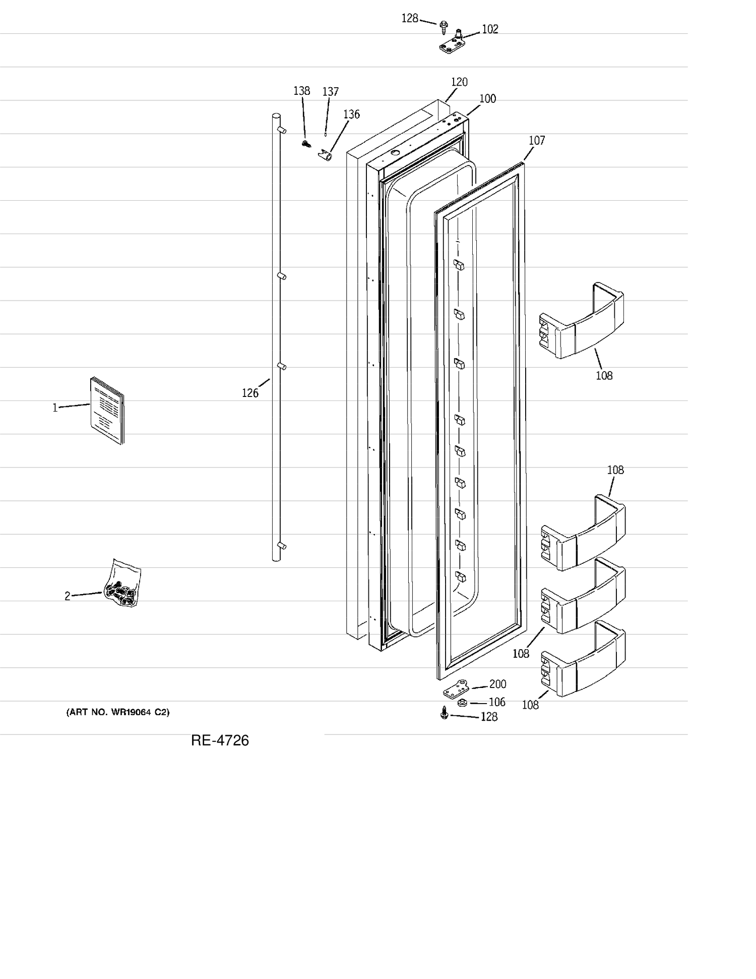 FREEZER DOOR Diagram and Parts List for ZISS420NHASS  General Electric Refrigerator