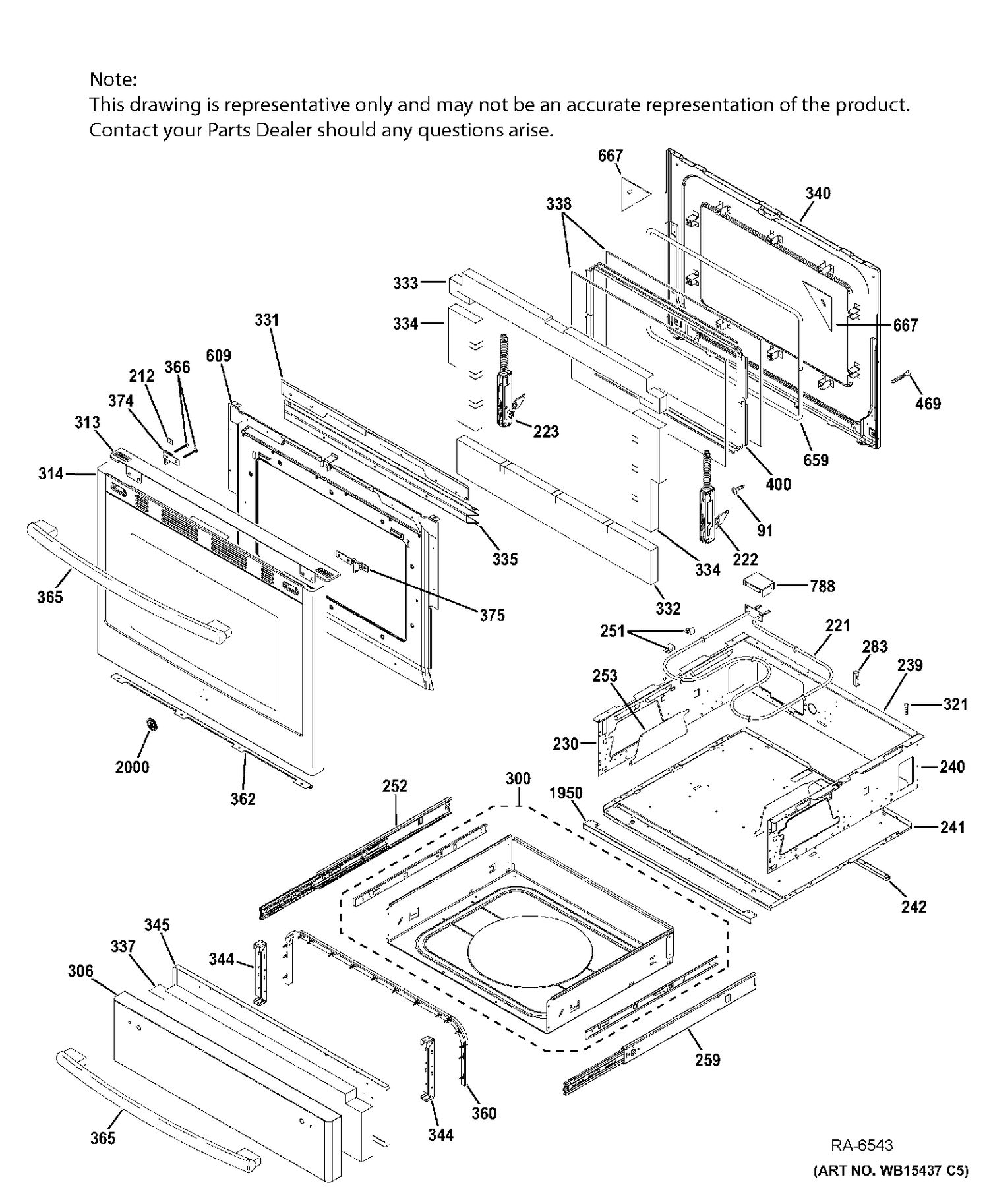DOOR & DRAWER PARTS Diagram and Parts List for PC2B940SEJ2SS  General Electric Range