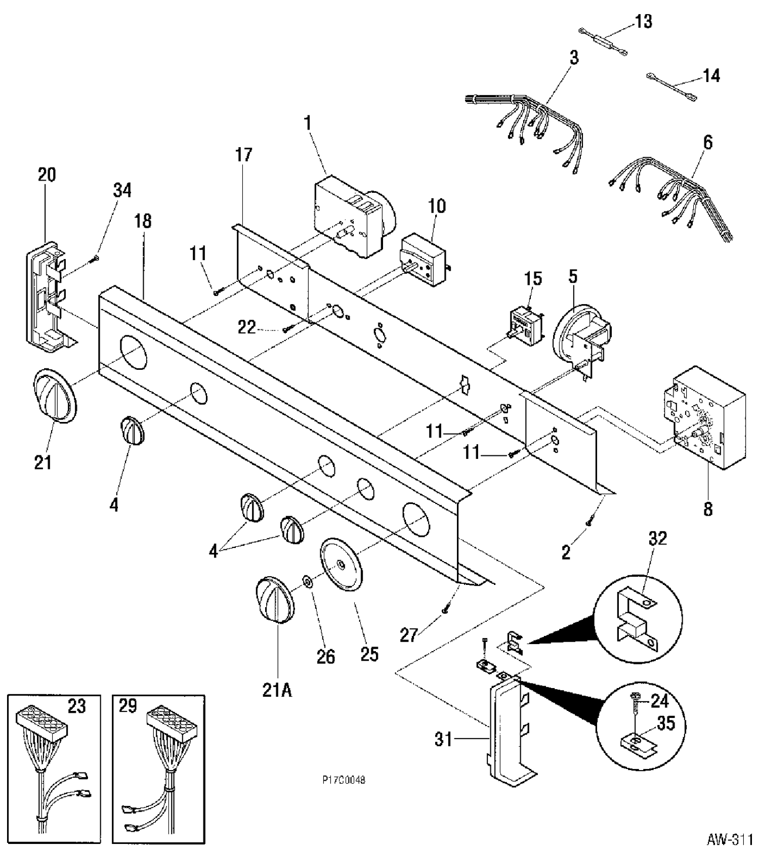 CONTROL PANEL Diagram and Parts List for WSM27TCDWWB  General Electric Washer
