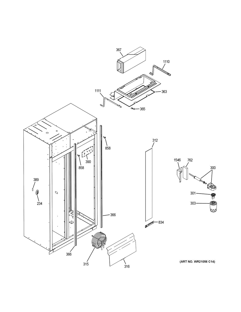 Fresh Food Section Diagram and Parts List for PSB42YSKCSS  General Electric Refrigerator