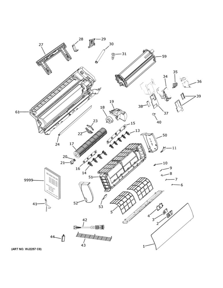 Room Air Conditioner 2 Diagram and Parts List for ASYW12CRDWA1  General Electric Air Conditioner