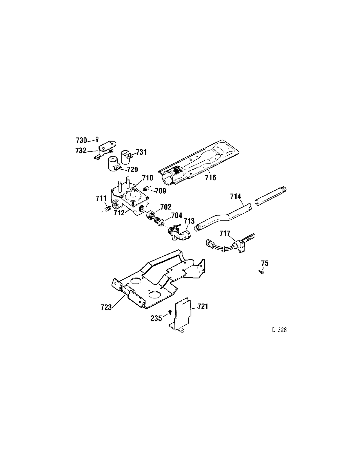GAS VALVE Diagram and Parts List for PCSB330GC2WC  General Electric Dryer