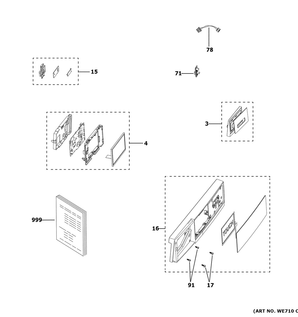 Controls & Backsplash Diagram and Parts List for QFT15ESSN0WW  General Electric Dryer