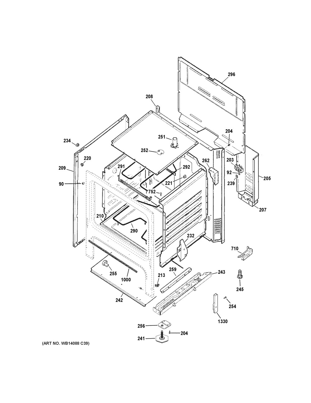 Body Parts Diagram and Parts List for RBS160DM3BB  General Electric Range