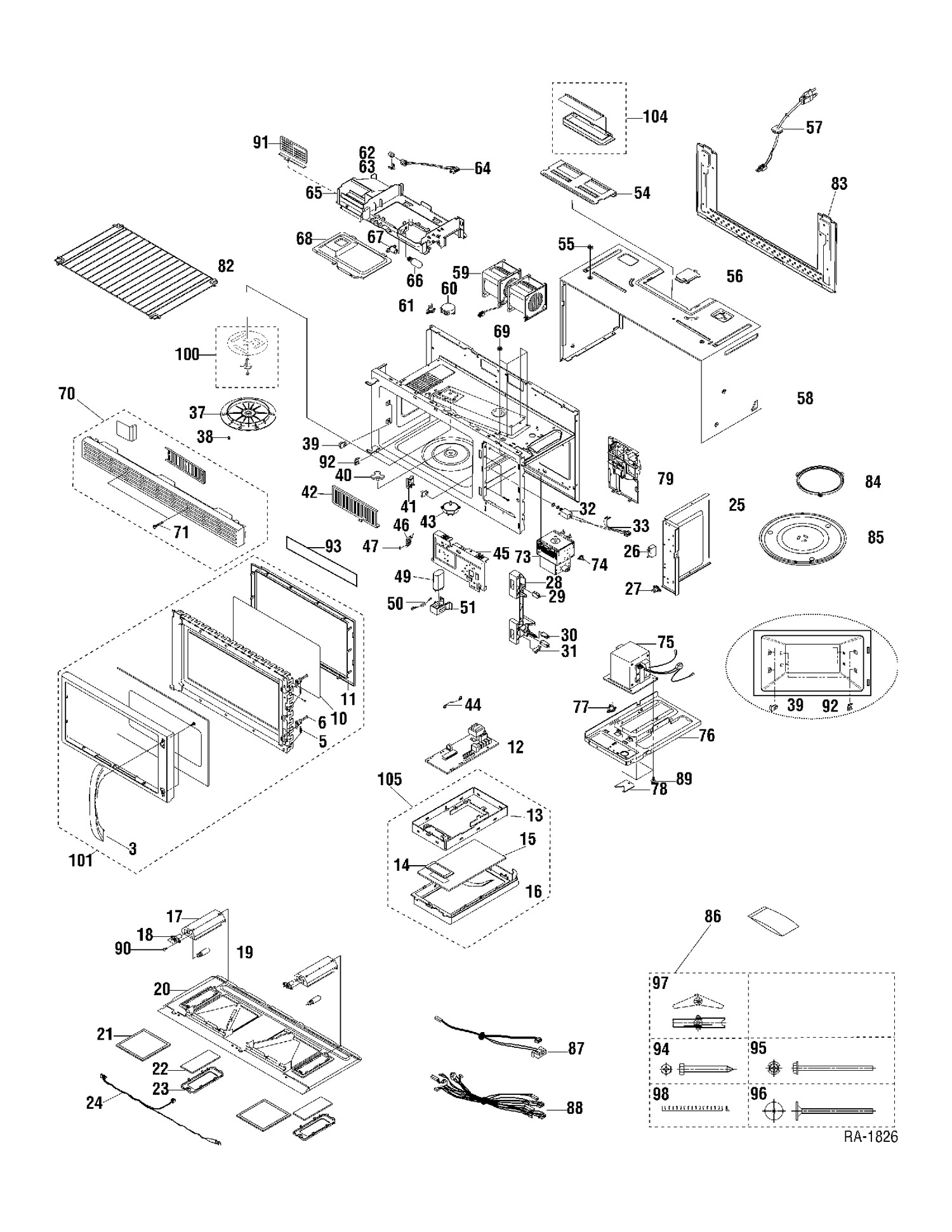 MICROWAVE Diagram and Parts List for JVM1650BBC06  General Electric Microwave