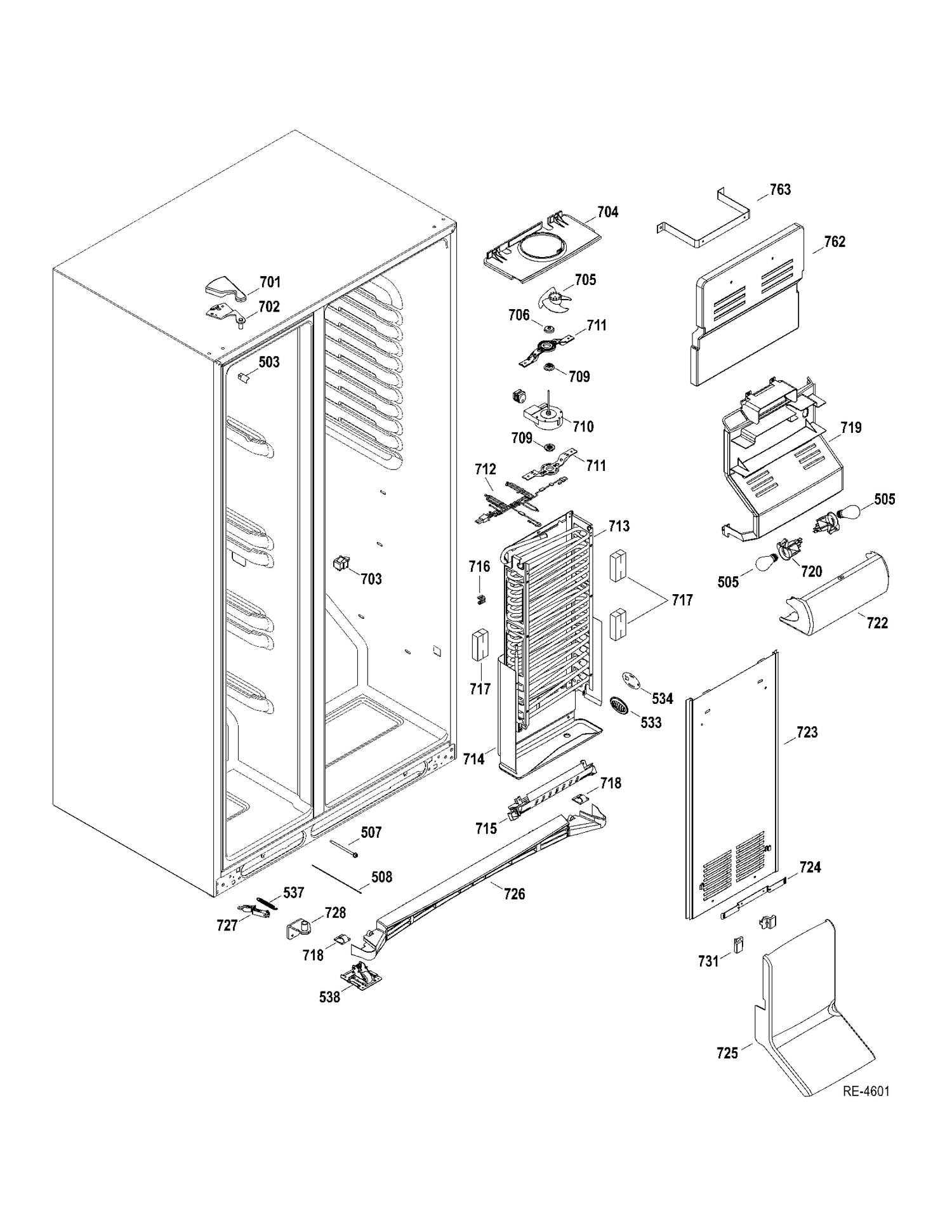 FZ SECTION Diagram and Parts List for GSR23YBWHSS  General Electric Refrigerator