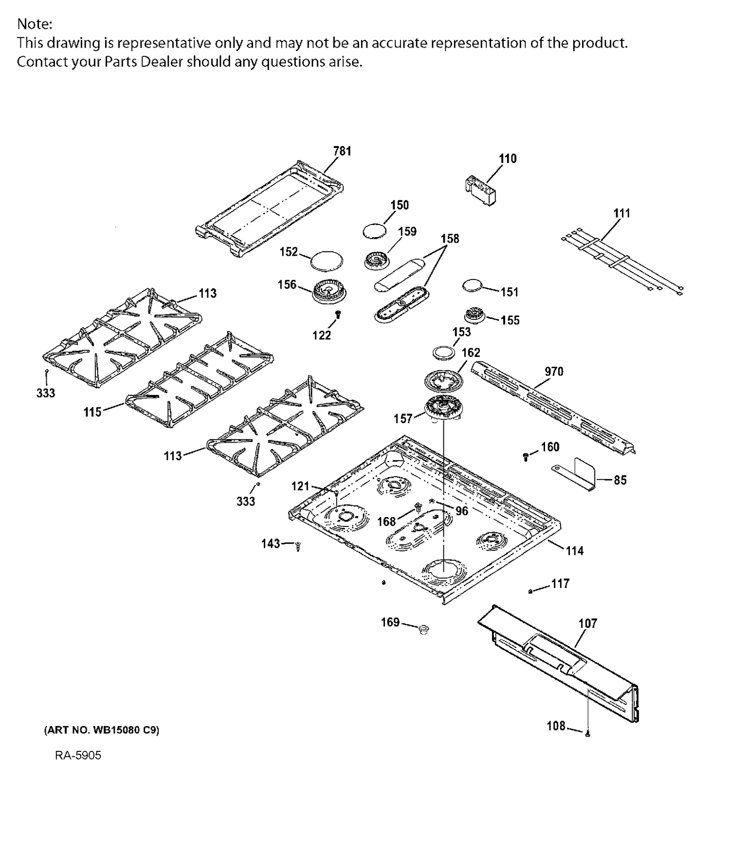 COOOKTOP Diagram and Parts List for CCGS985SET6SS  General Electric Range