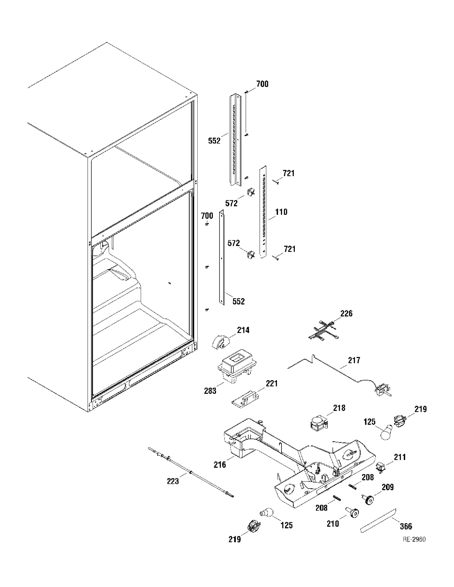 FF SECTION Diagram and Parts List for GTR22KSWARSS  General Electric Refrigerator