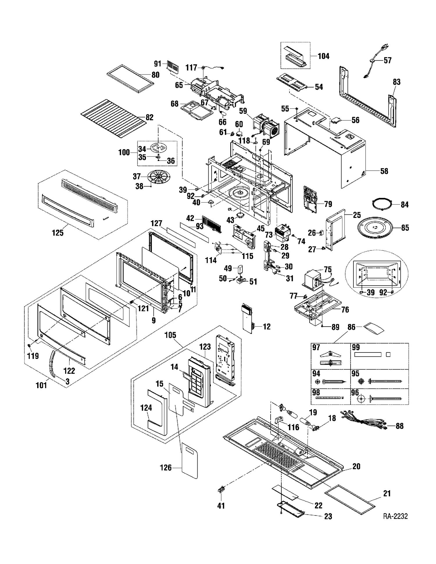 MICROWAVE Diagram and Parts List for JVM1728SMC01  General Electric Microwave