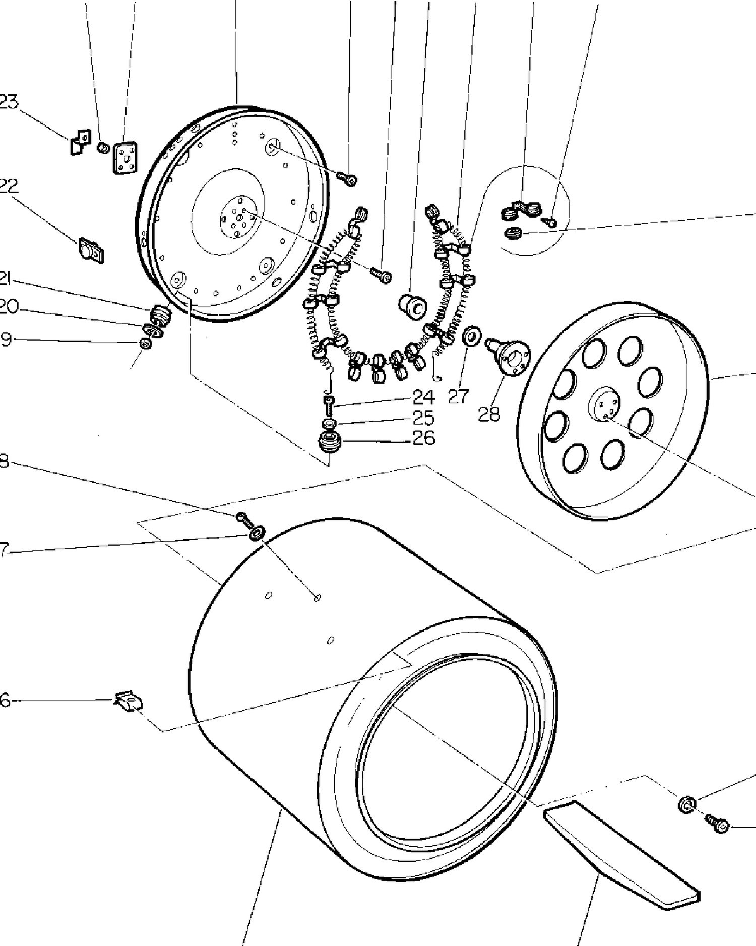 DRUM & HEATER Diagram and Parts List for D7000F*119  General Electric Dryer