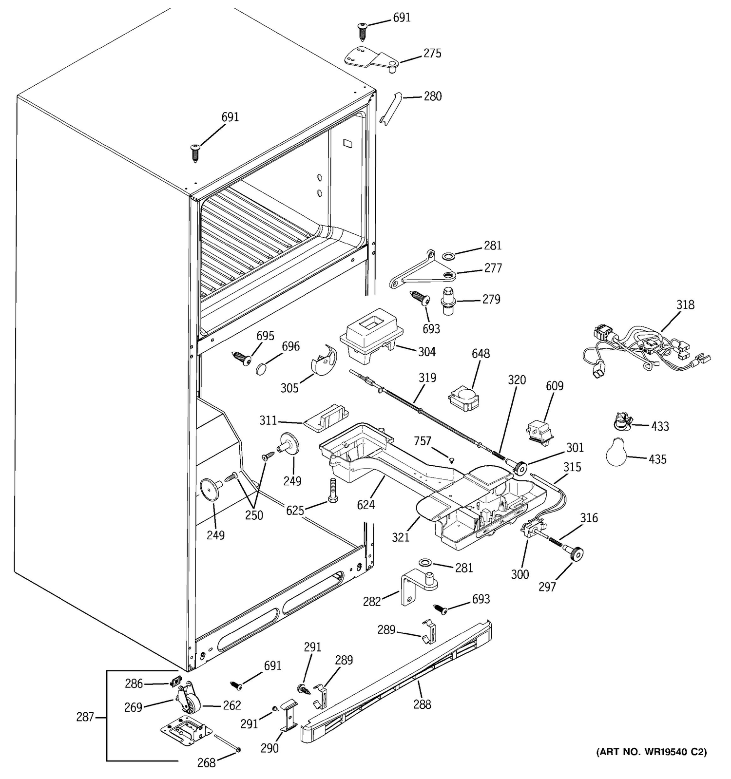 FRESH FOOD SECTION Diagram and Parts List for 38489KBSERSS  General Electric Refrigerator