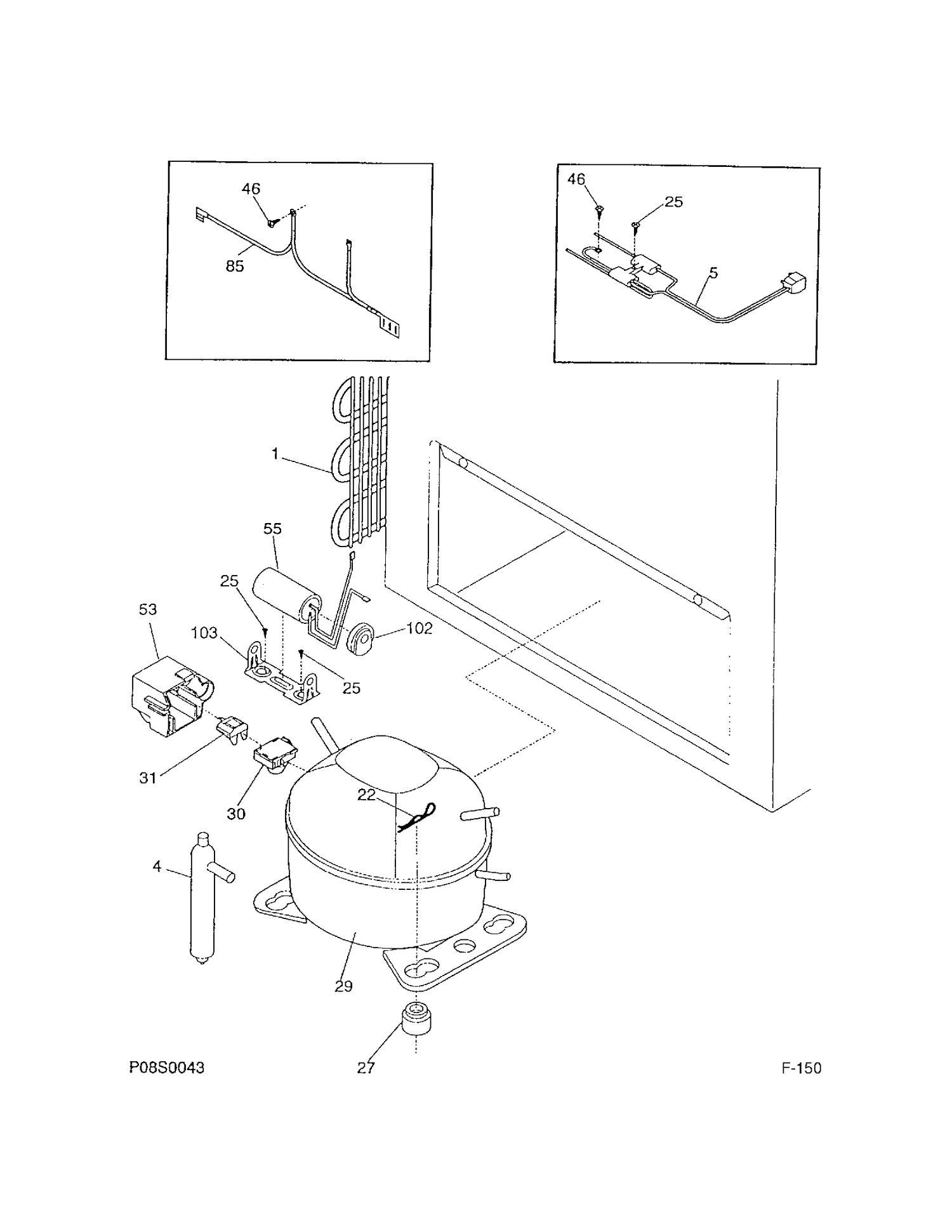SYSTEM Diagram and Parts List for 80490  General Electric Freezer