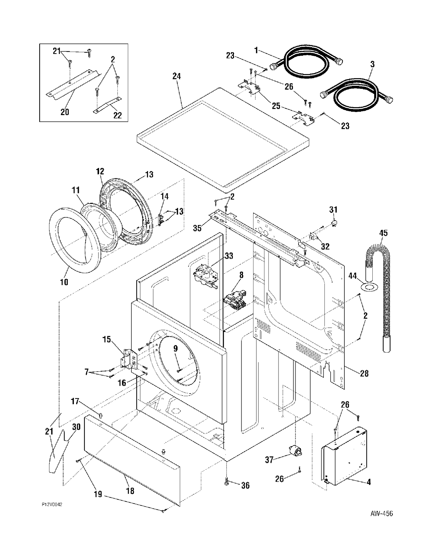 CABINET Diagram and Parts List for 54501  General Electric Washer