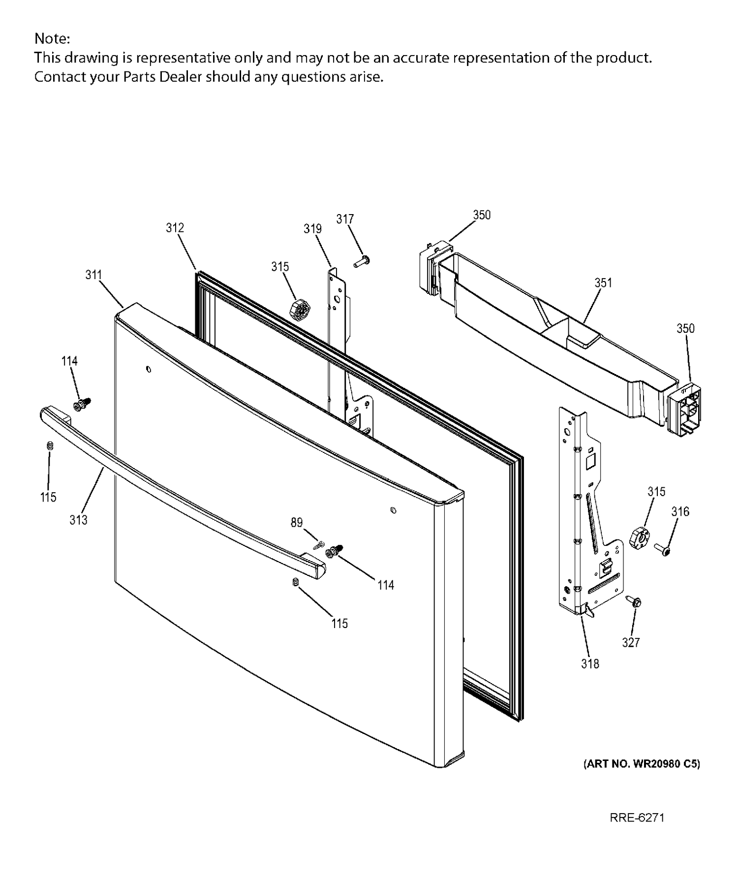 FZ DOOR Diagram and Parts List for PYE22PSHISS  General Electric Refrigerator