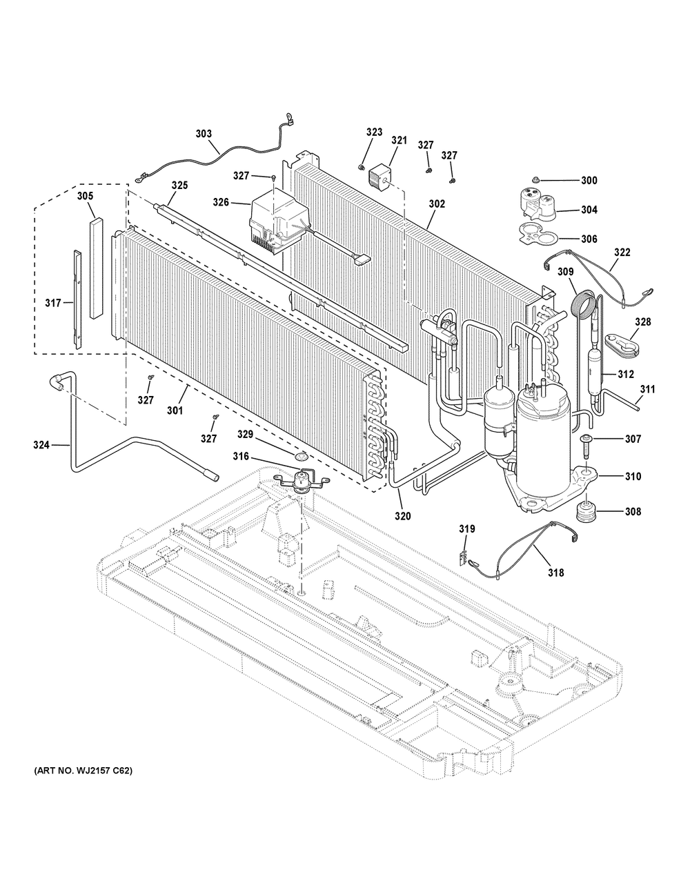 Sealed System Diagram and Parts List for AZHS09DRXXAK1  General Electric Air Conditioner