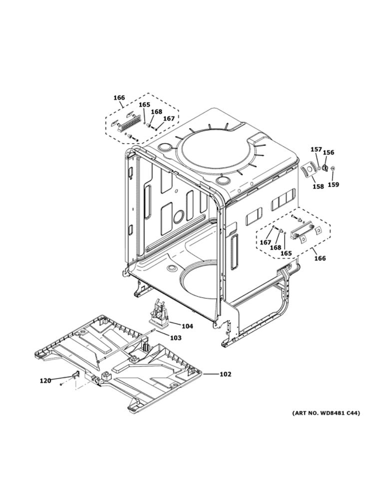 Body Parts 2 Diagram and Parts List for CDT855M5N0S5  General Electric Dishwasher