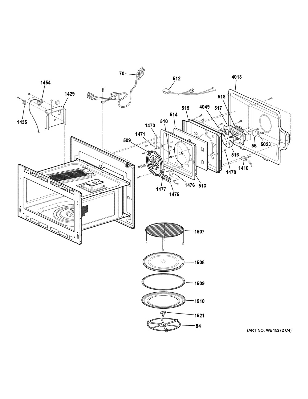Interior Parts Diagram and Parts List for PSB9100BL2TS  General Electric Microwave
