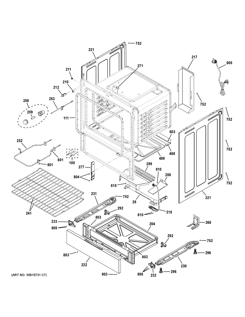 Body Parts Diagram and Parts List for GGF600AV1SS  General Electric Range