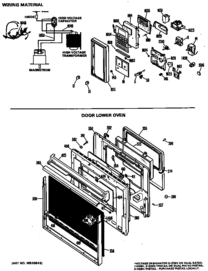 Wiring Material Diagram and Parts List for JKP62GK2  General Electric Microwave Oven Combo