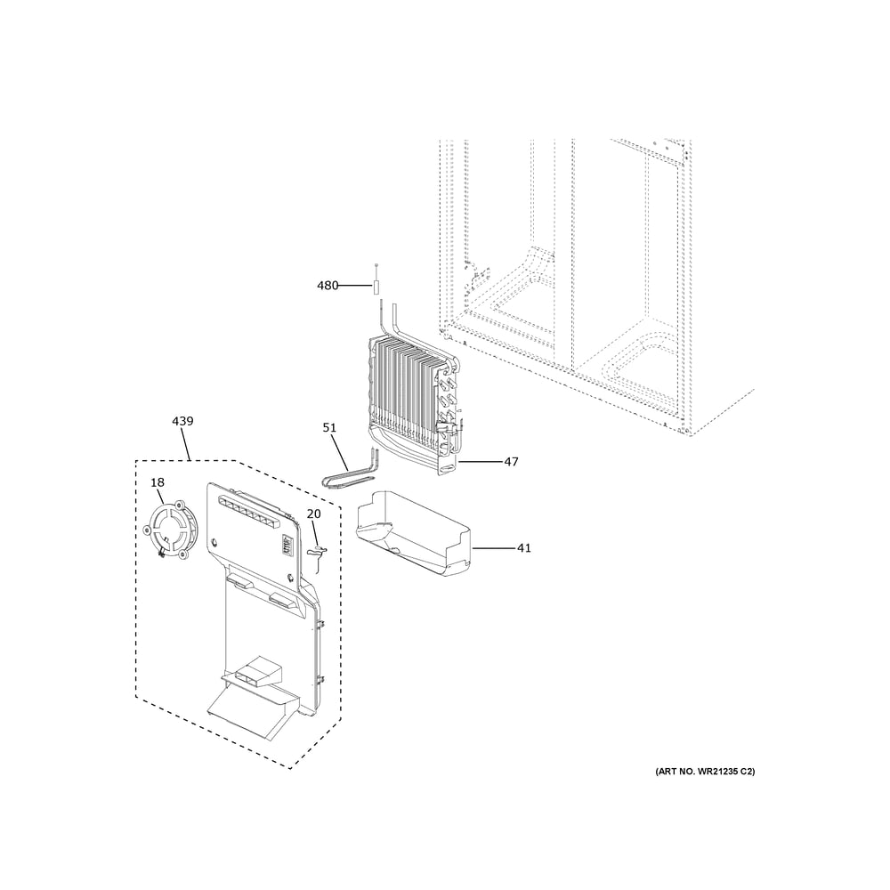 Convertible Section Diagram and Parts List for PHD23BYWBFS  General Electric Refrigerator