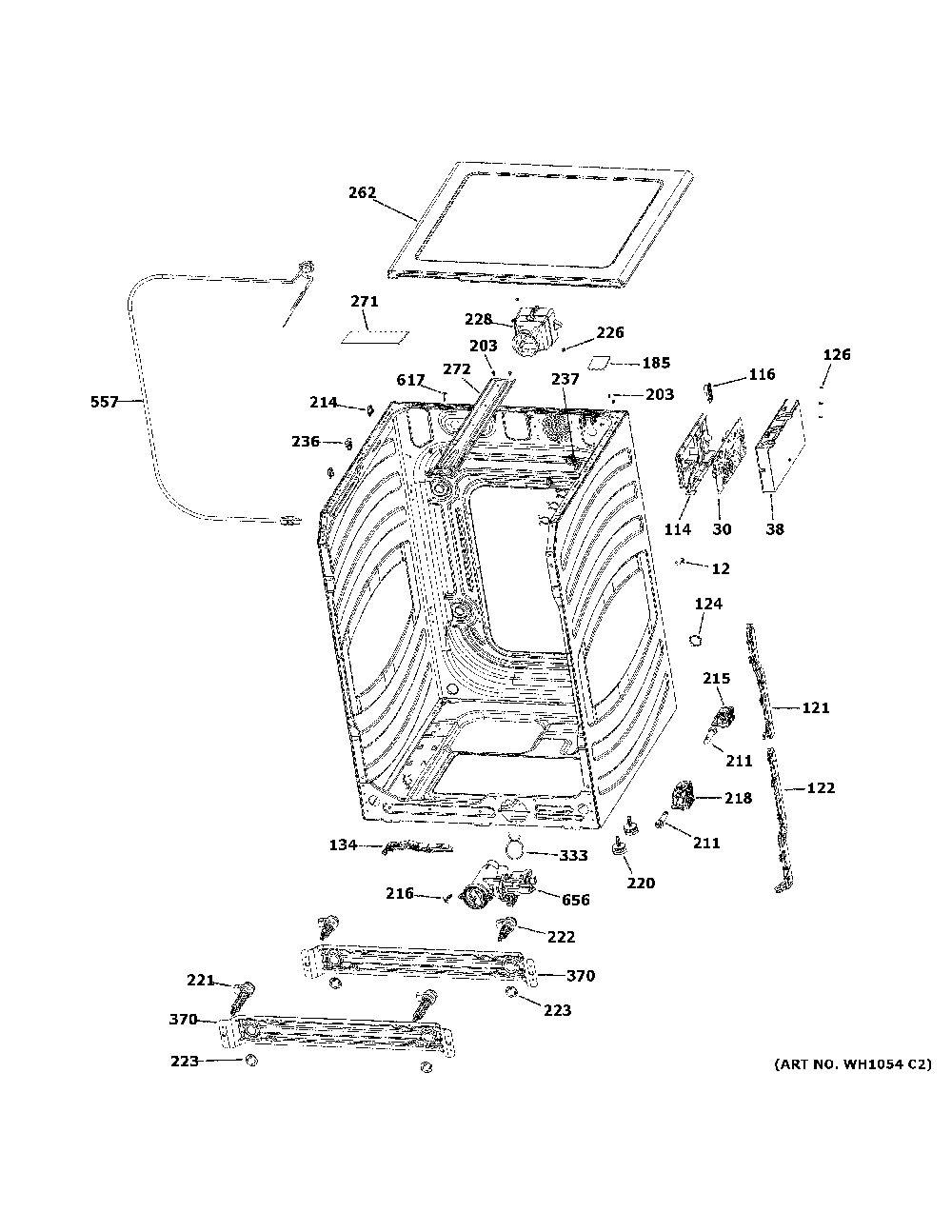 Cabinet Diagram and Parts List for GFW550SSN2WW  General Electric Washer