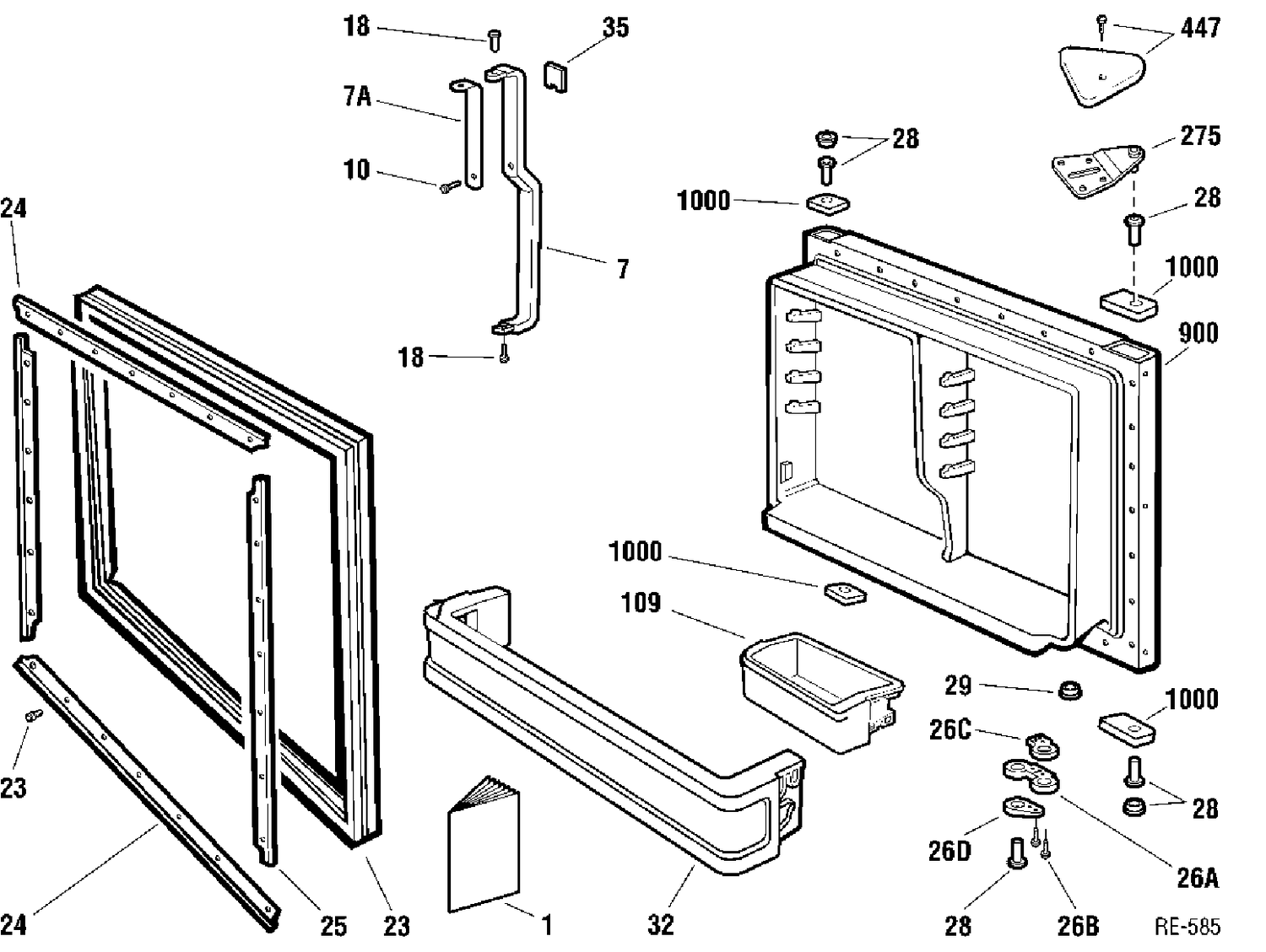 FREEZER DOOR Diagram and Parts List for PTC22LBDARWW  General Electric Refrigerator